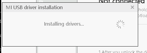 Screenshot of Mi Unlock Windows App (installing drivers)